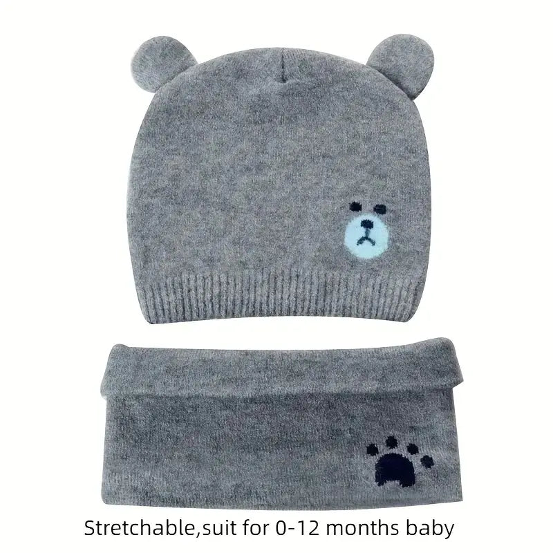 Children's Bear Hat and Scarf Knit Set for All Ages