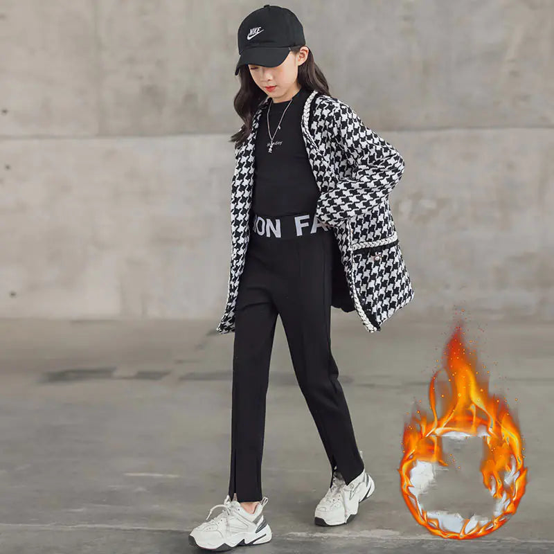 Girls' Houndstooth Fashion Thick Suit