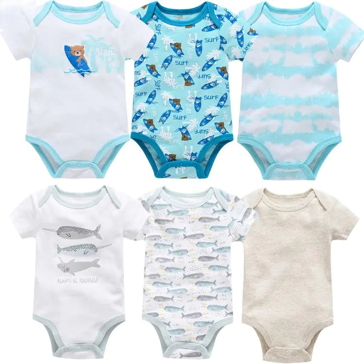 Infant 6-Pack Soft Cotton Romper Set
