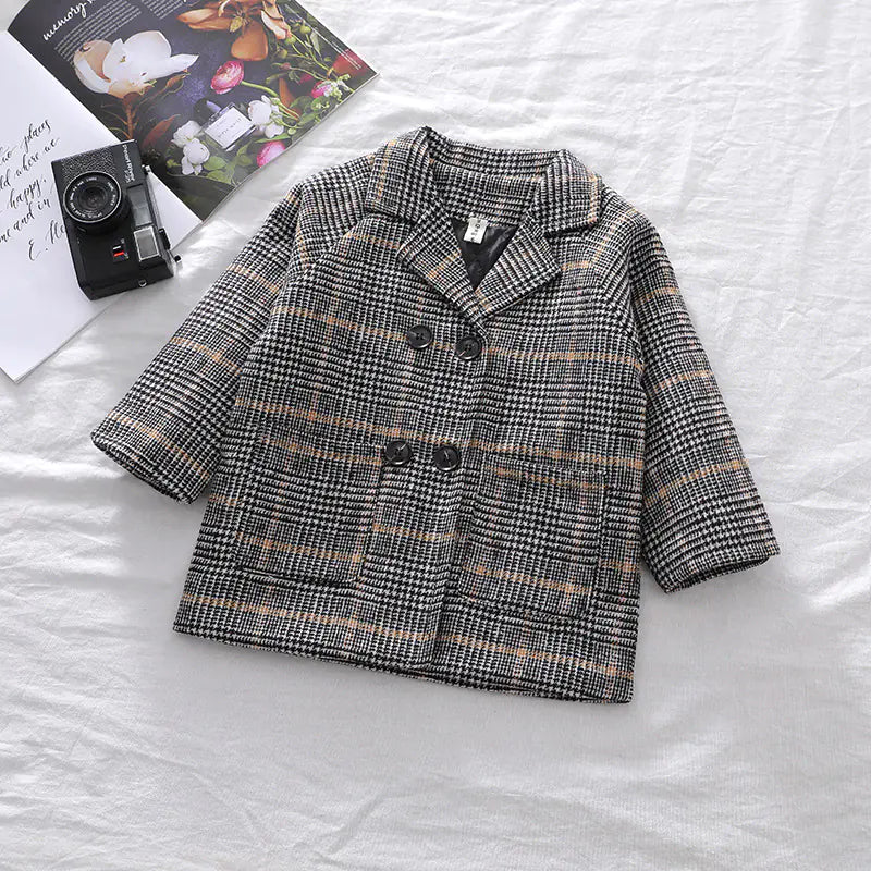 Boys' Solid Plaid Coat for Autumn and Winter