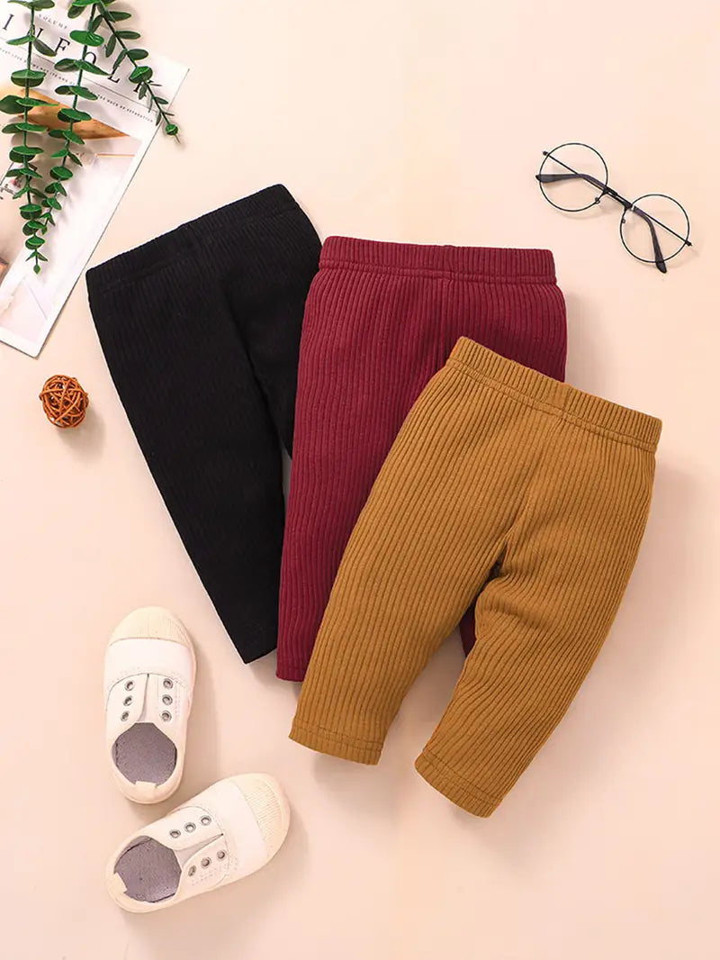 3-Pack Baby Girls Cotton Ribbed Leggings