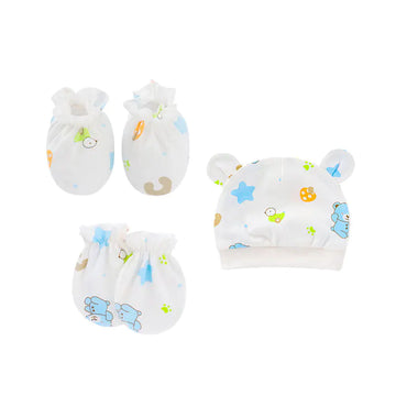 Newborn Baby Hat and Anti-Scratch Mittens Set