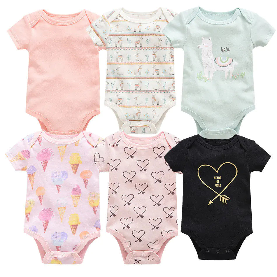 Infant 6-Pack Soft Cotton Romper Set
